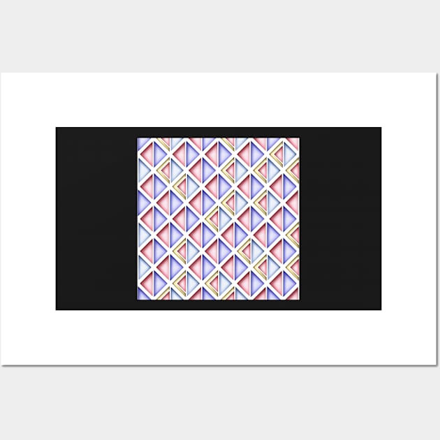 Geometric Pattern with 3d Effect, Rhombic Harlequin Motif Wall Art by lissantee